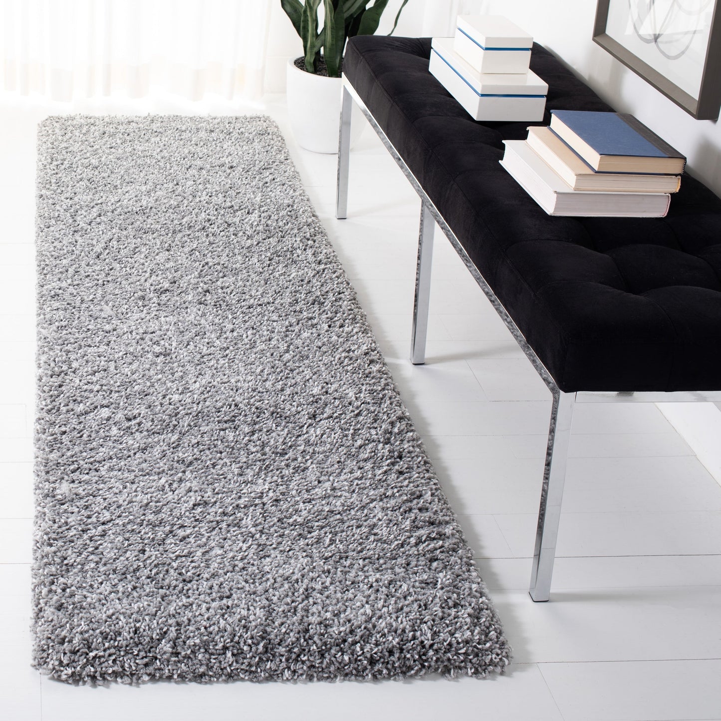 Tapis SAFAVIEH Evolution Shag Fransien uni de 4,6 cm d'épaisseur