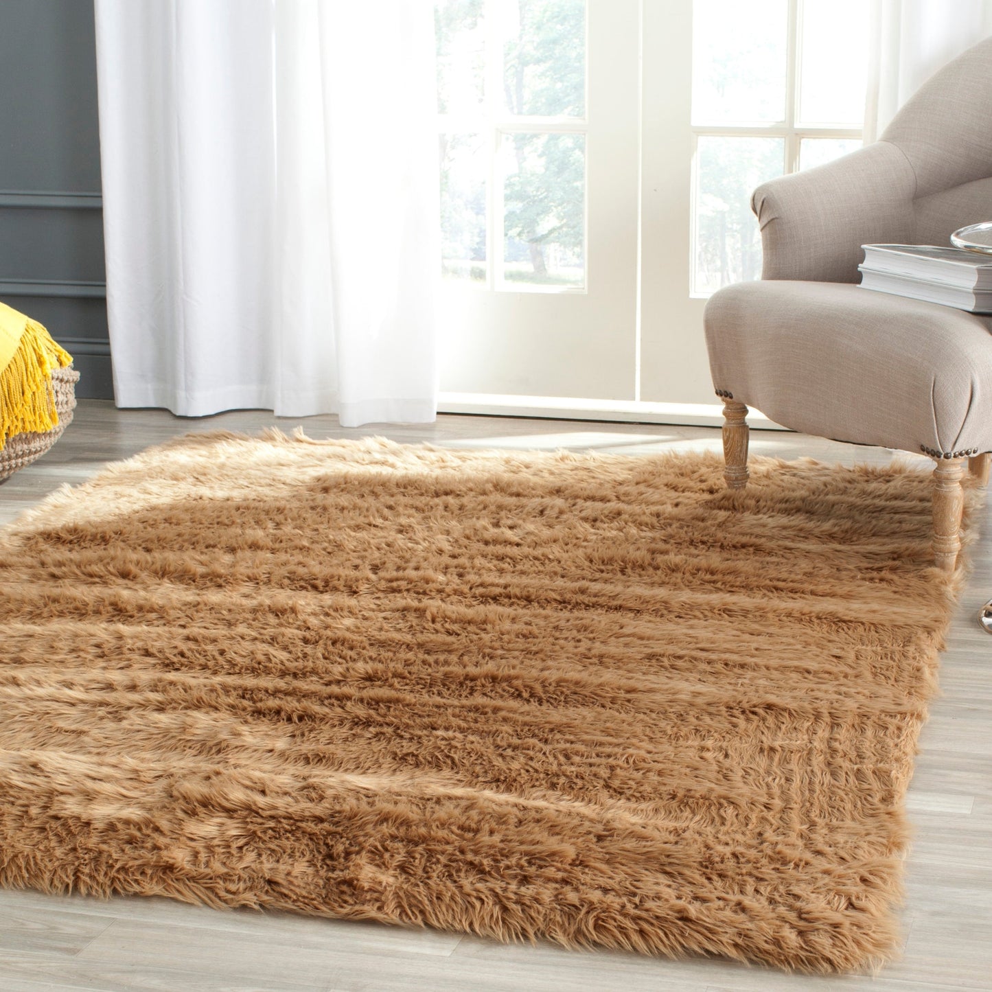 Tapis SAFAVIEH en fausse peau de mouton soyeuse, épaisseur 6 cm