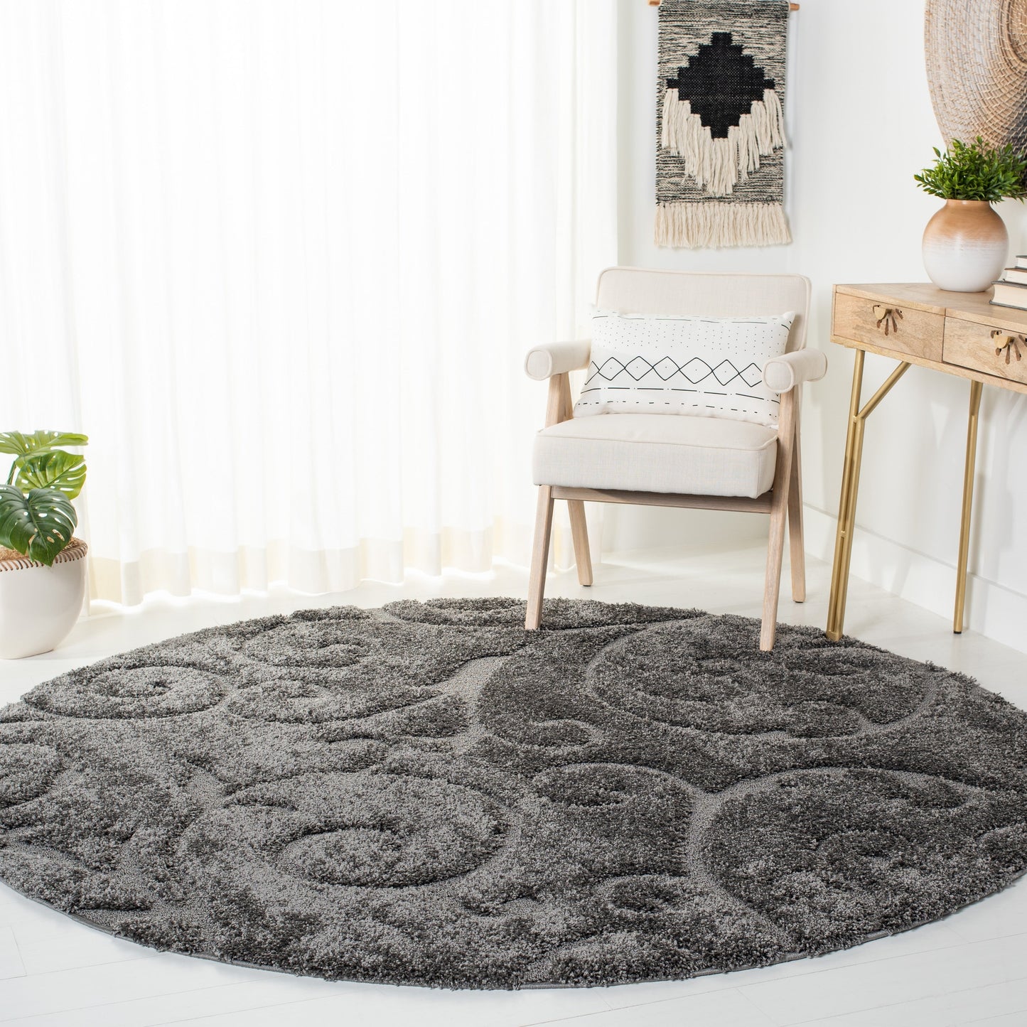 Tapis texturé SAFAVIEH Florida Ryung Shag Scroll de 3 cm d'épaisseur