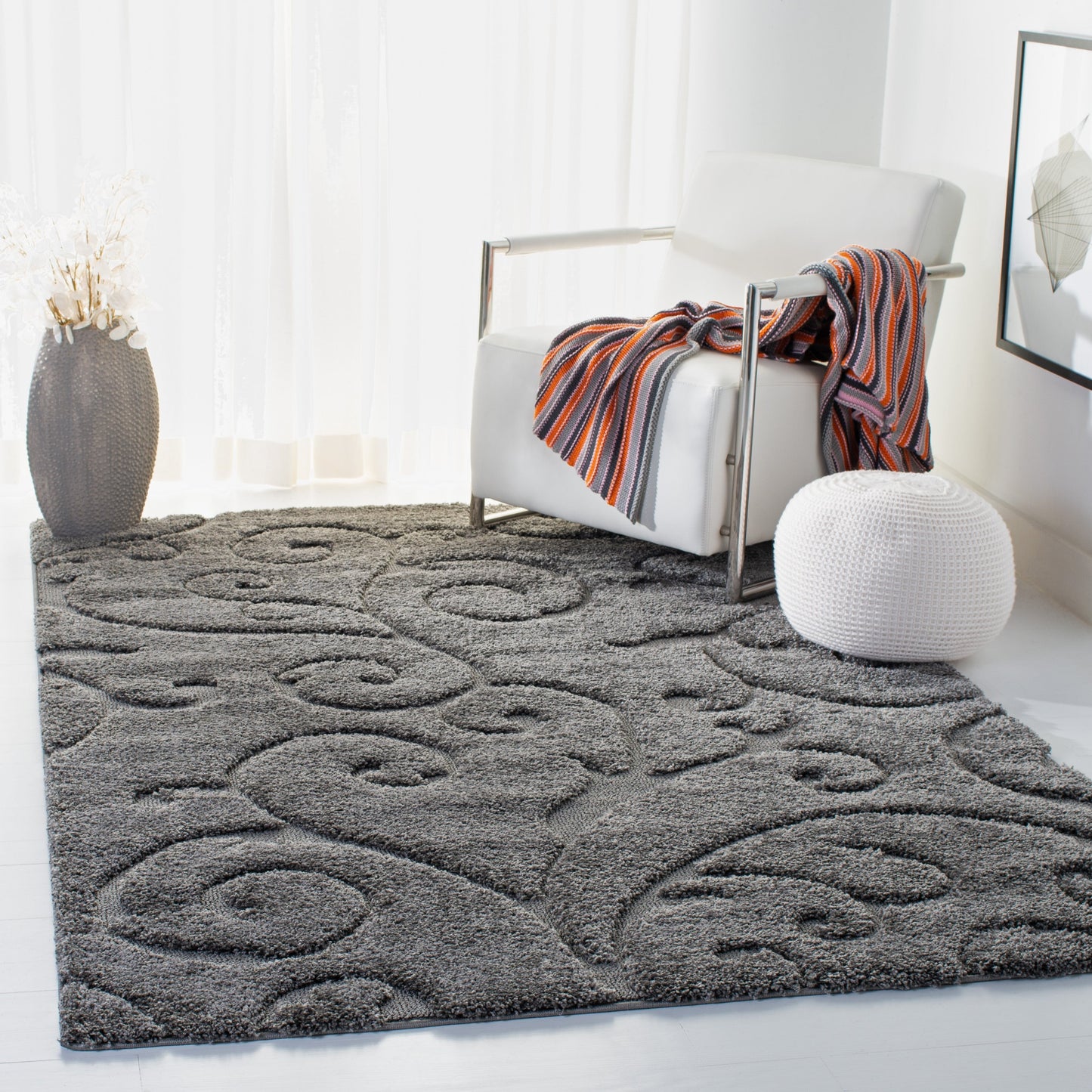 Tapis texturé SAFAVIEH Florida Ryung Shag Scroll de 3 cm d'épaisseur