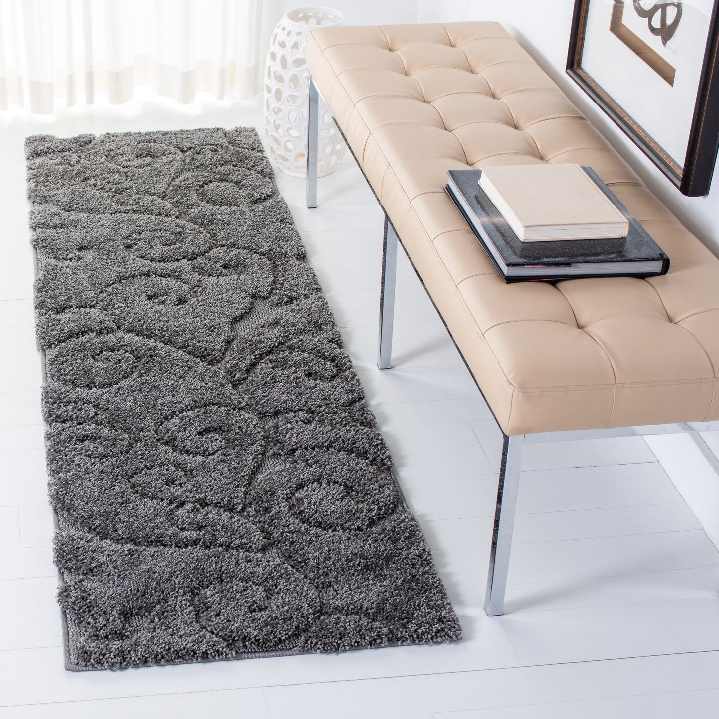Tapis texturé SAFAVIEH Florida Ryung Shag Scroll de 3 cm d'épaisseur
