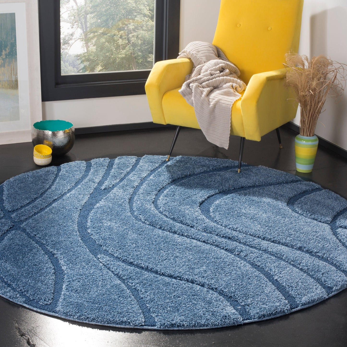 Tapis SAFAVIEH Florida Shag Staka Abstract Waves de 3 cm d'épaisseur