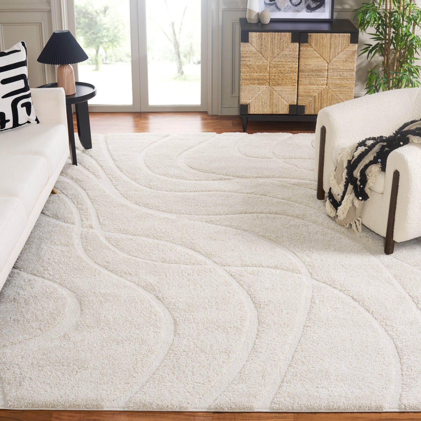 Tapis SAFAVIEH Florida Shag Staka Abstract Waves de 3 cm d'épaisseur