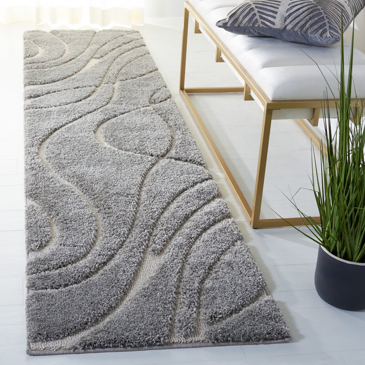 Tapis SAFAVIEH Florida Shag Staka Abstract Waves de 3 cm d'épaisseur