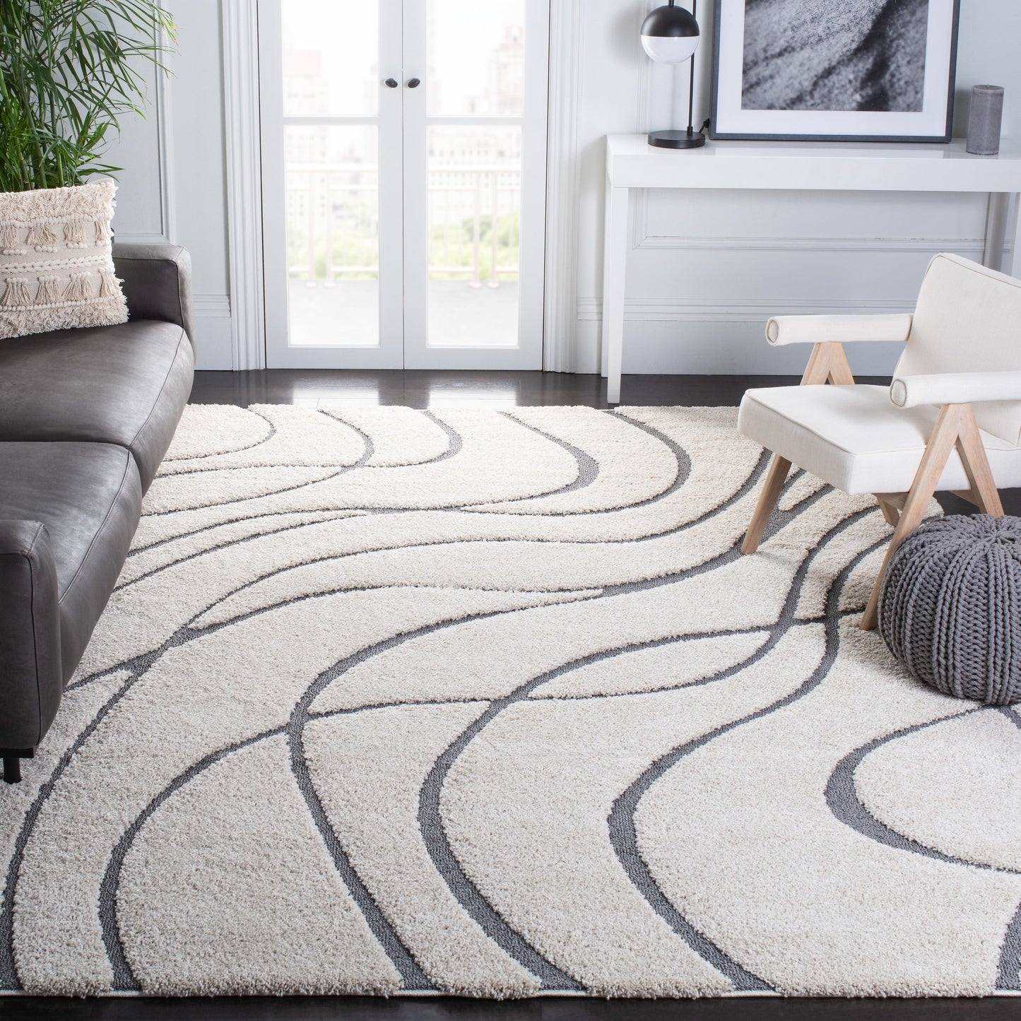 Tapis SAFAVIEH Florida Shag Staka Abstract Waves de 3 cm d'épaisseur