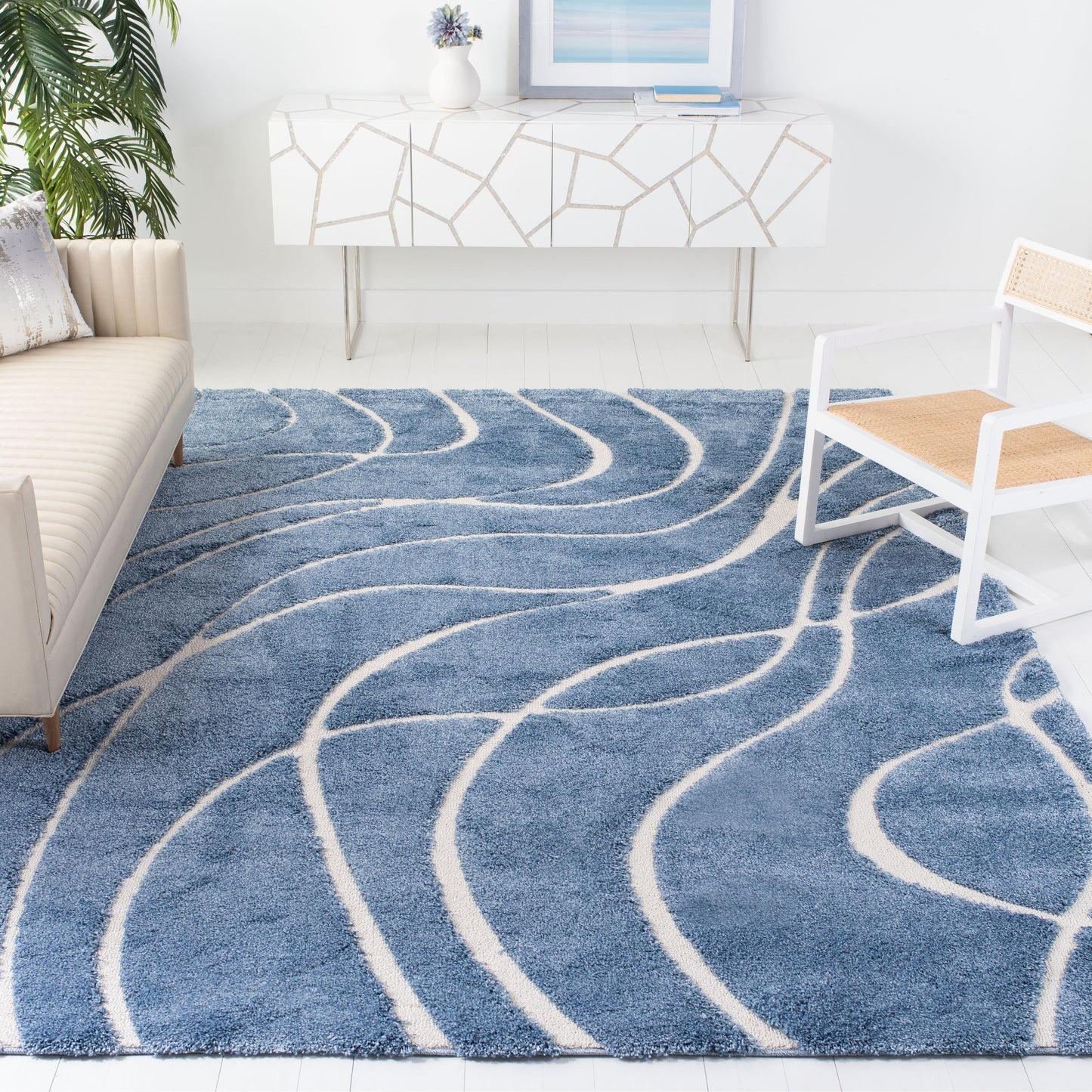 Tapis SAFAVIEH Florida Shag Staka Abstract Waves de 3 cm d'épaisseur