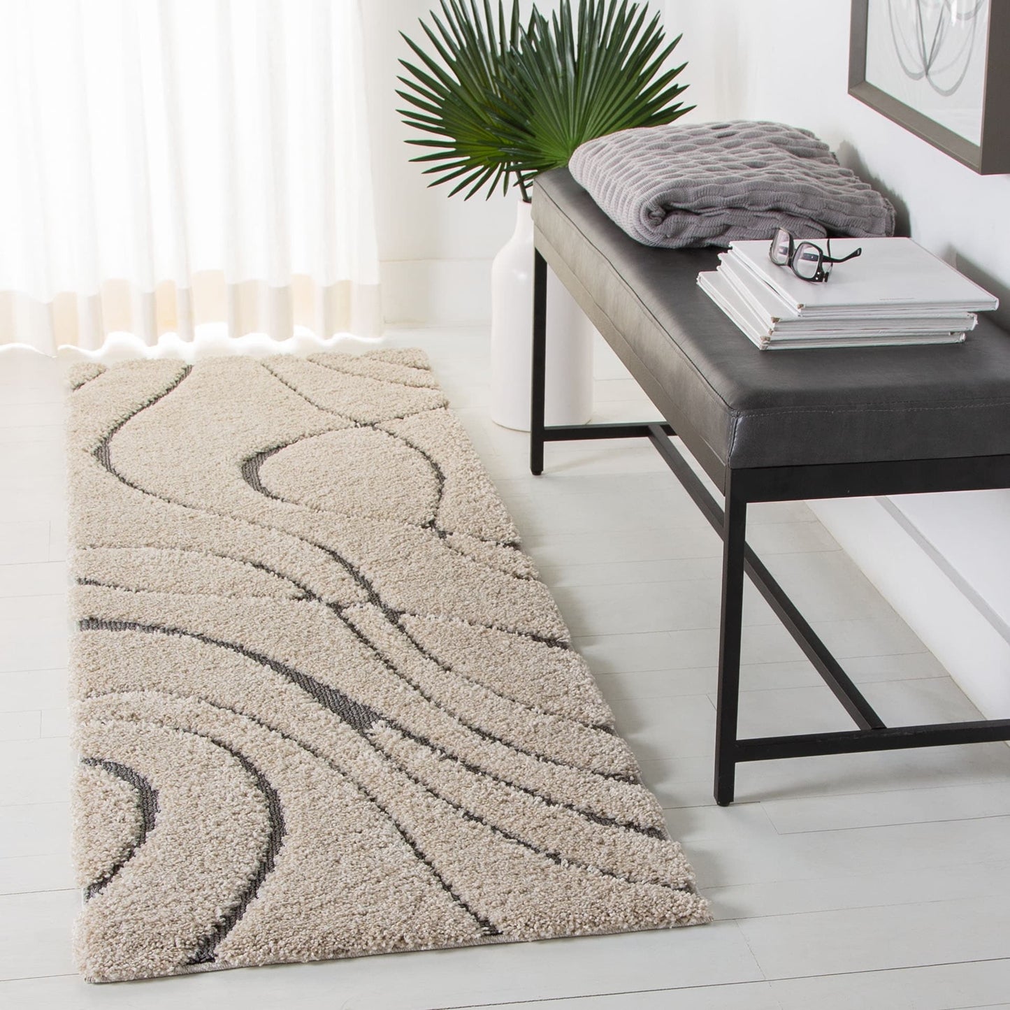 Tapis SAFAVIEH Florida Shag Staka Abstract Waves de 3 cm d'épaisseur