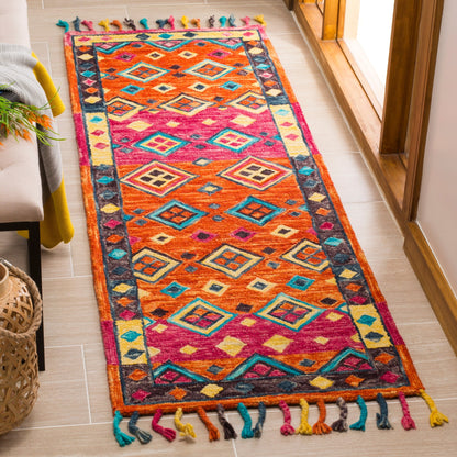 Tapis en laine Aspen Hysnie éclectique orange/fuchsia fait main SAFAVIEH