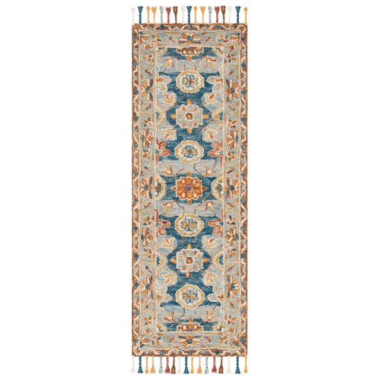 Tapis en laine à pompons Aspen Kimm Boho fait main SAFAVIEH
