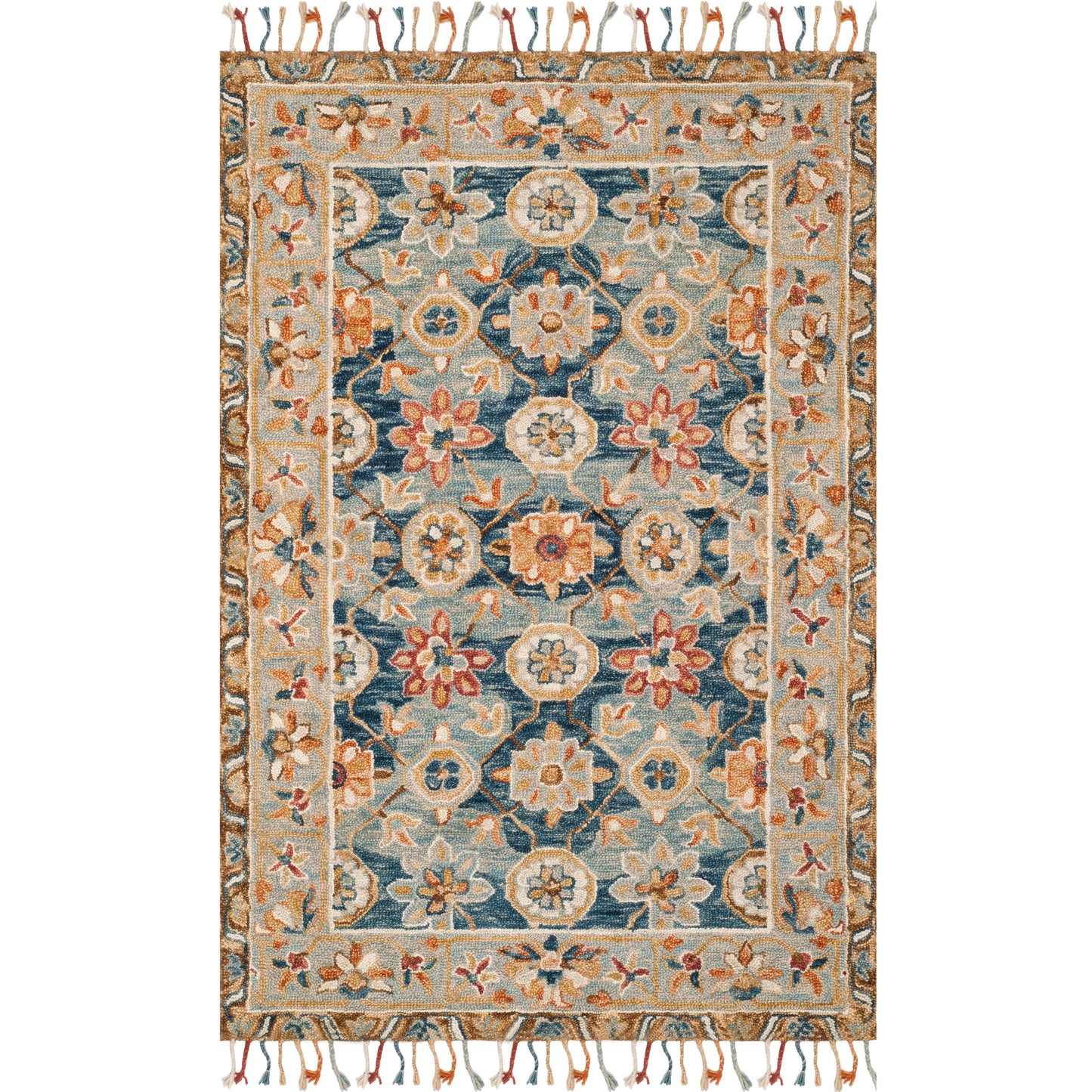 Tapis en laine à pompons Aspen Kimm Boho fait main SAFAVIEH