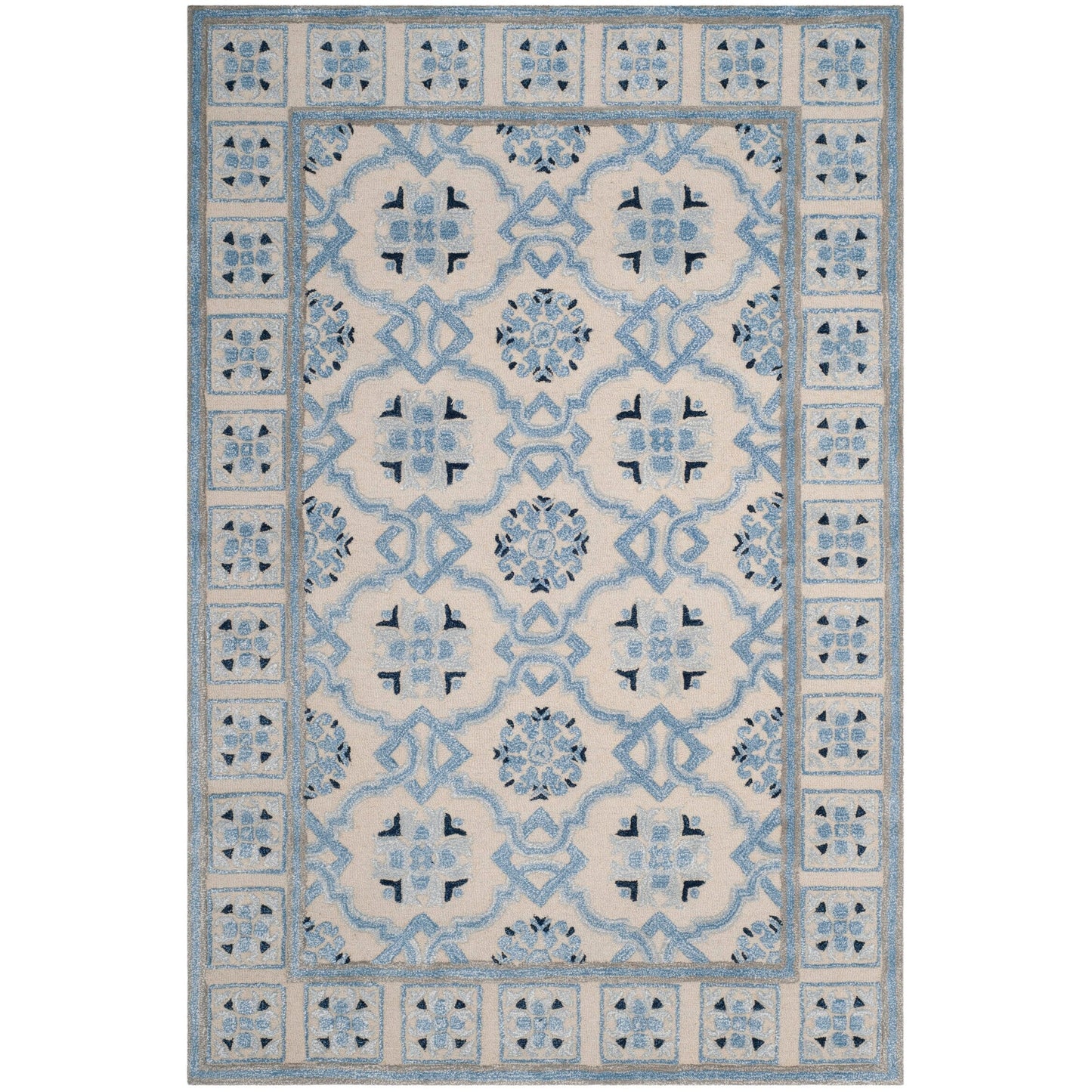 Tapis en laine Bella Rodica moderne à motif floral fait main SAFAVIEH