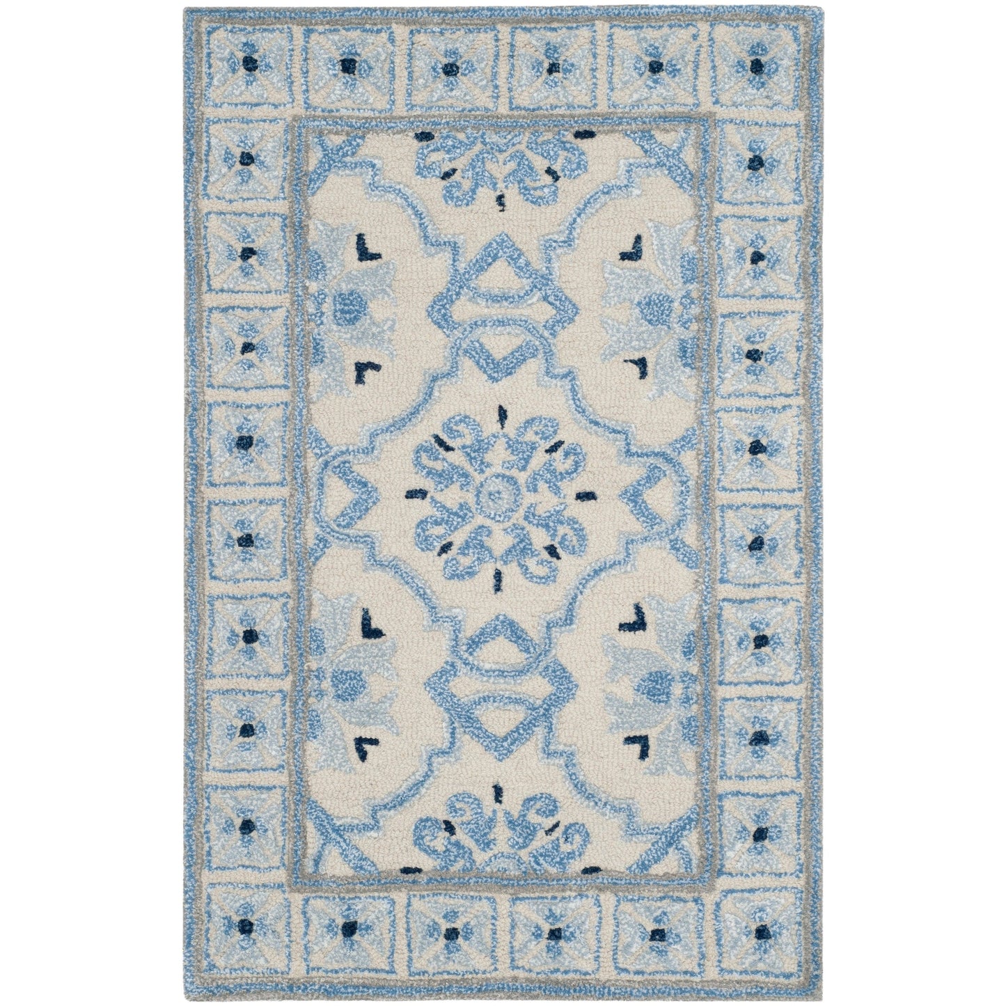 Tapis en laine Bella Rodica moderne à motif floral fait main SAFAVIEH