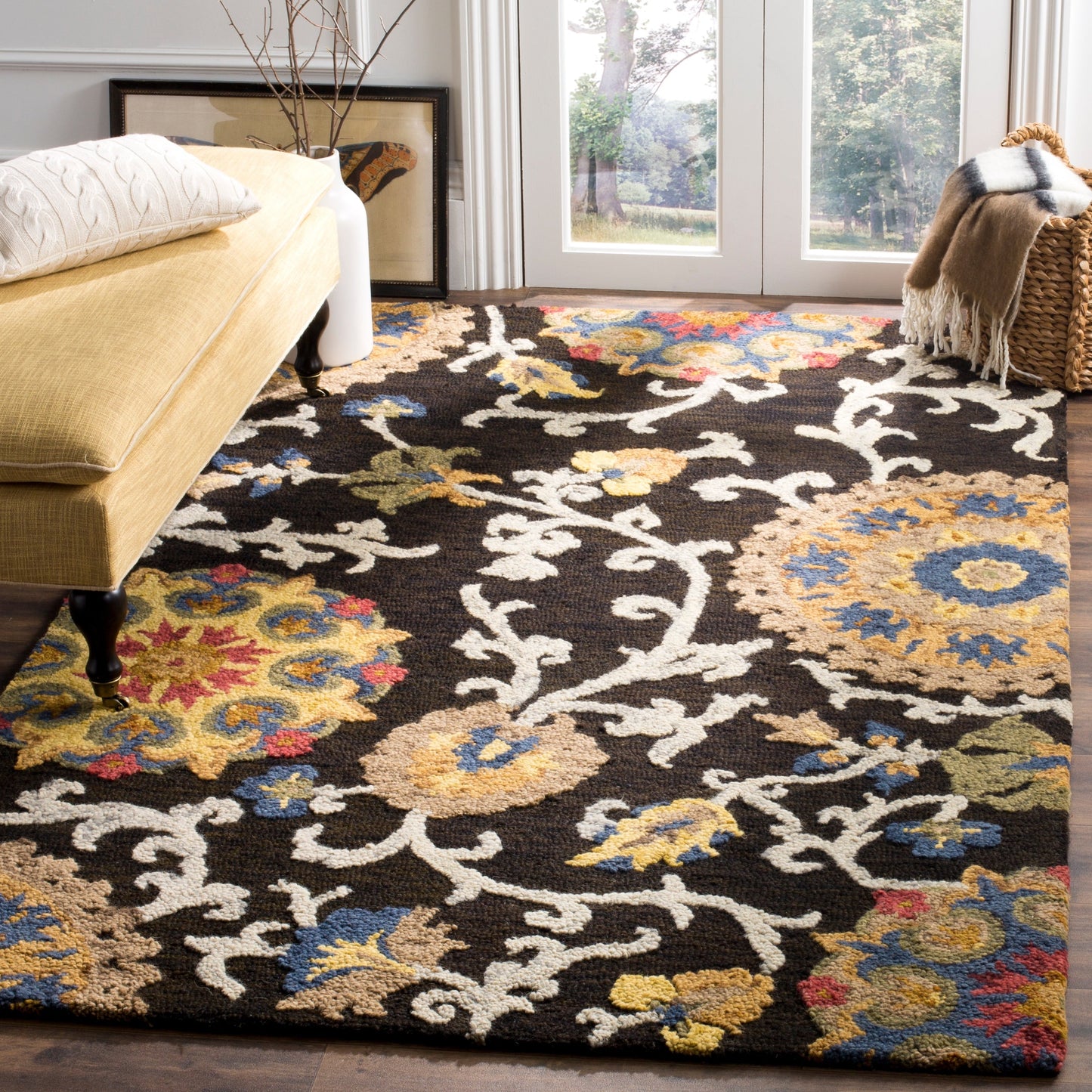 Tapis en laine moderne à motif floral Blossom Maaret, fait main par SAFAVIEH