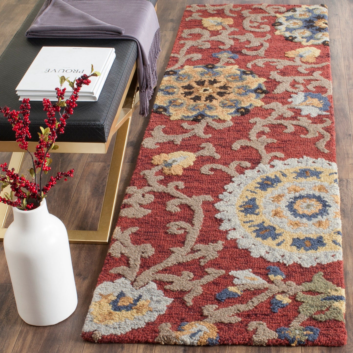 Tapis en laine moderne à motif floral Blossom Maaret, fait main par SAFAVIEH