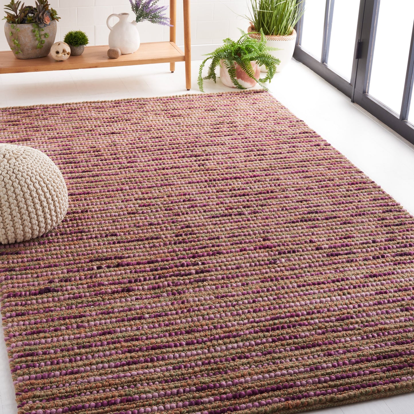 SAFAVIEH Tapis bohème fait à la main en jute et en laine Jelisava