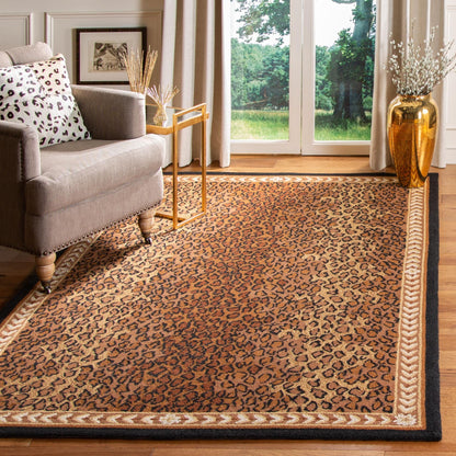Tapis SAFAVIEH fait main Chelsea Solar Garden Leopard en laine de campagne française