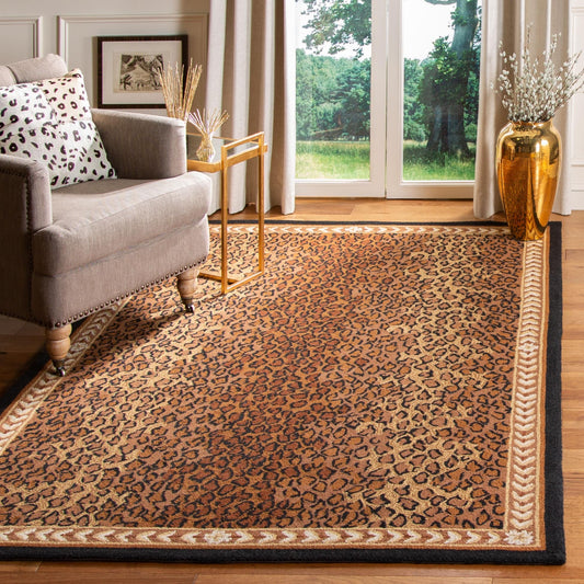 Tapis SAFAVIEH fait main Chelsea Solar Garden Leopard en laine de campagne française