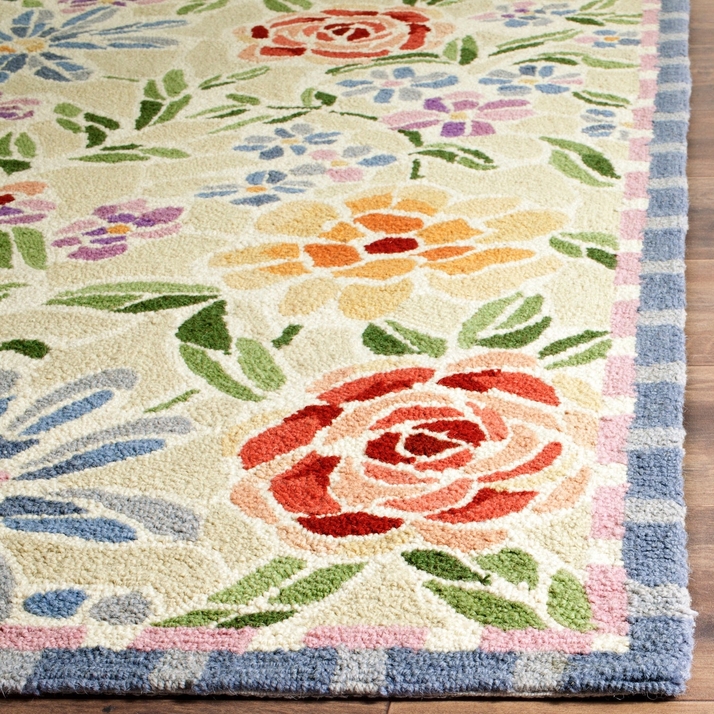Tapis en laine SAFAVIEH fait main Chelsea Sprig à motif floral style campagne française