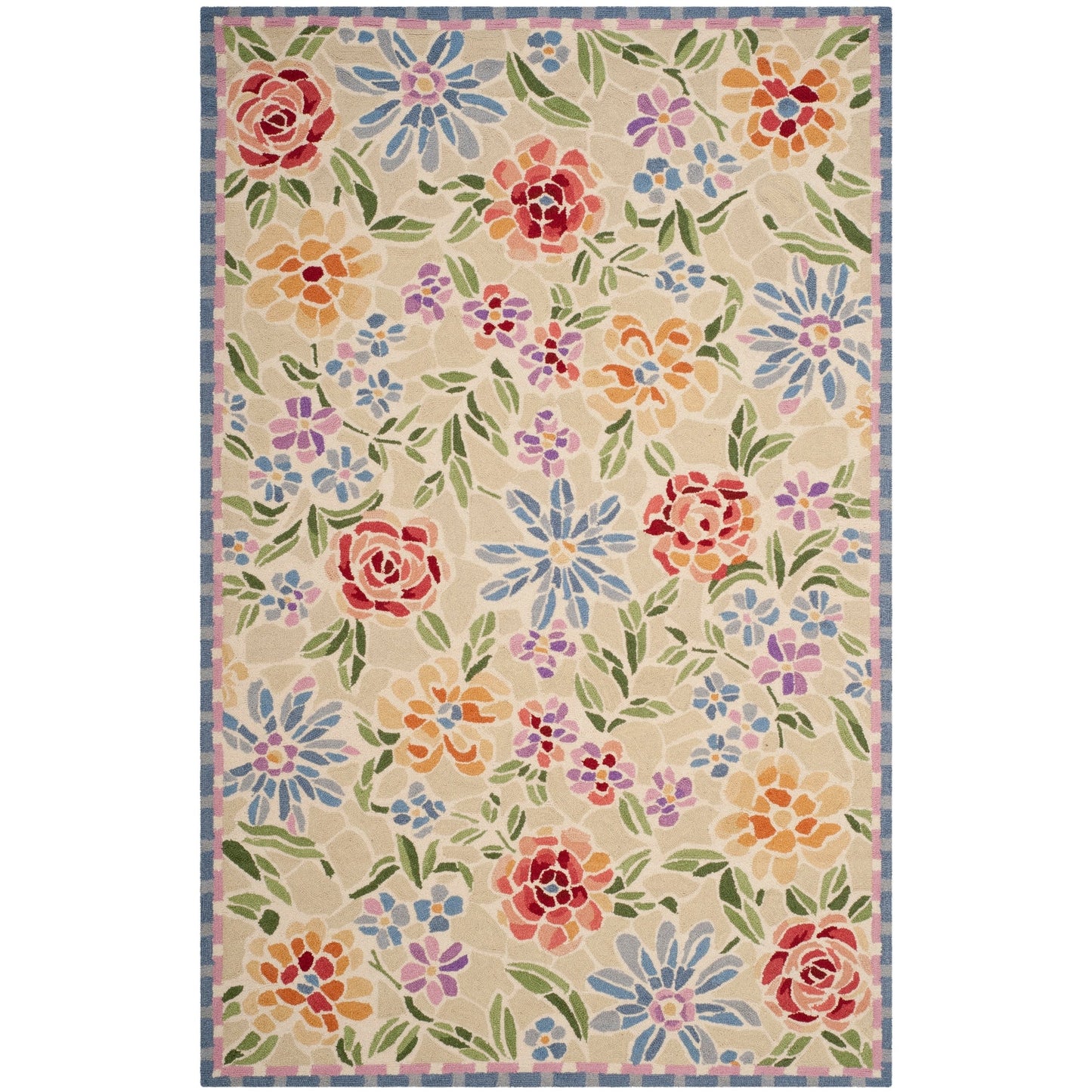 Tapis en laine SAFAVIEH fait main Chelsea Sprig à motif floral style campagne française