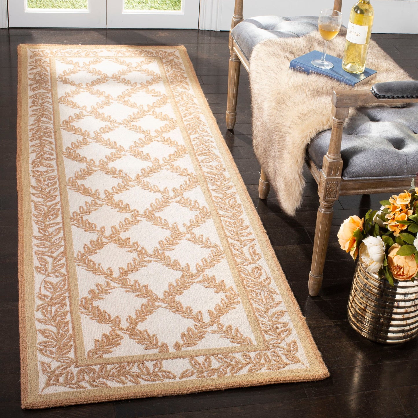 Tapis en laine SAFAVIEH Chelsea Sunstripe Trellis fait main, style campagne française