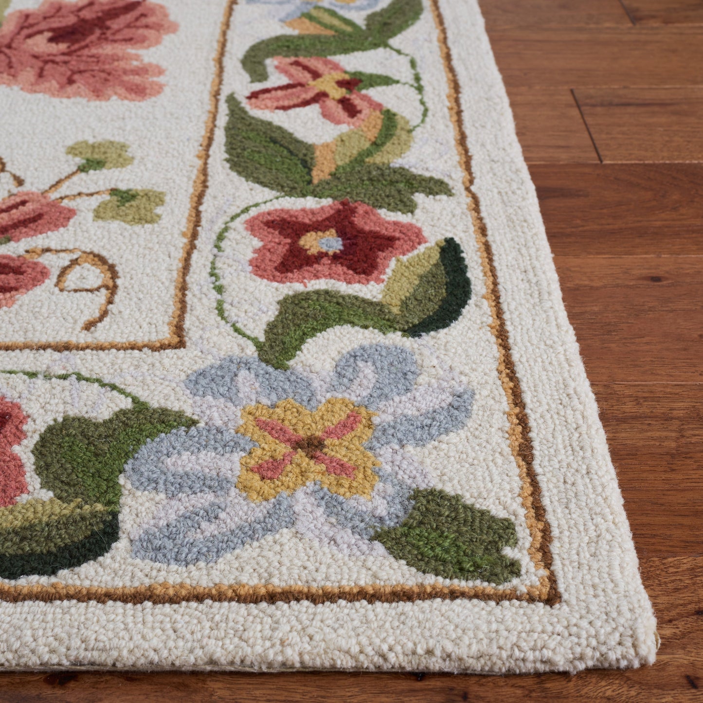Tapis en laine SAFAVIEH fait main Chelsea Yauhenia à motif floral de style campagnard français