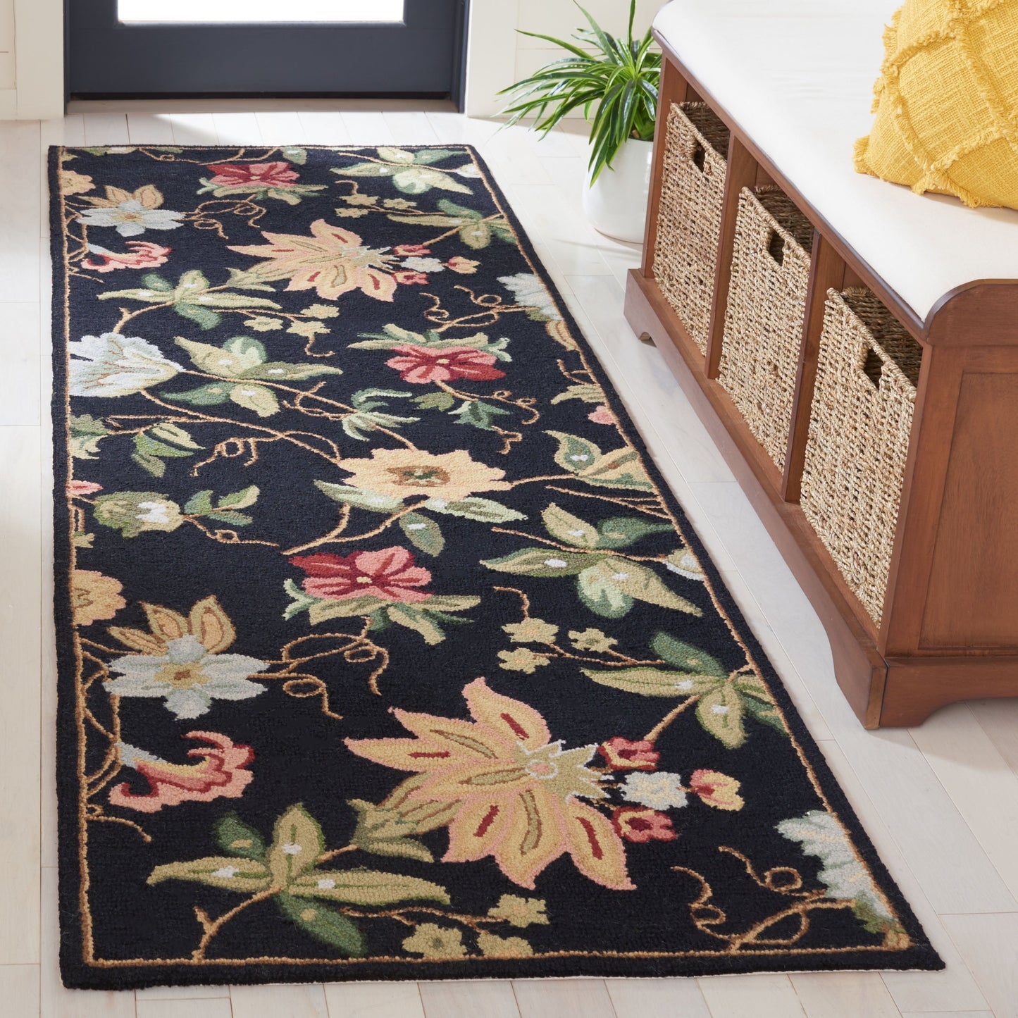 Tapis en laine SAFAVIEH fait main Chelsea Yauhenia à motif floral de style campagnard français