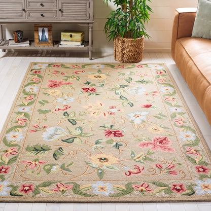 Tapis en laine SAFAVIEH fait main Chelsea Yauhenia à motif floral de style campagnard français