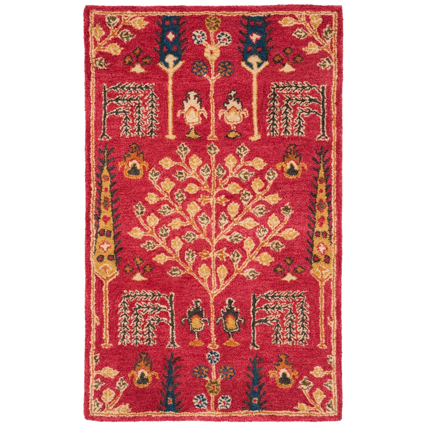 Tapis oriental traditionnel en laine SAFAVIEH fait main, motif floral, style classique.