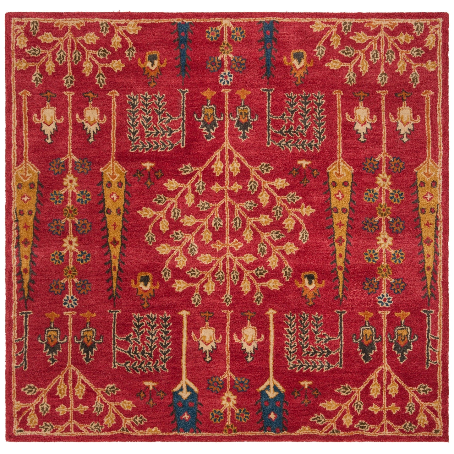 Tapis oriental traditionnel en laine SAFAVIEH fait main, motif floral, style classique.