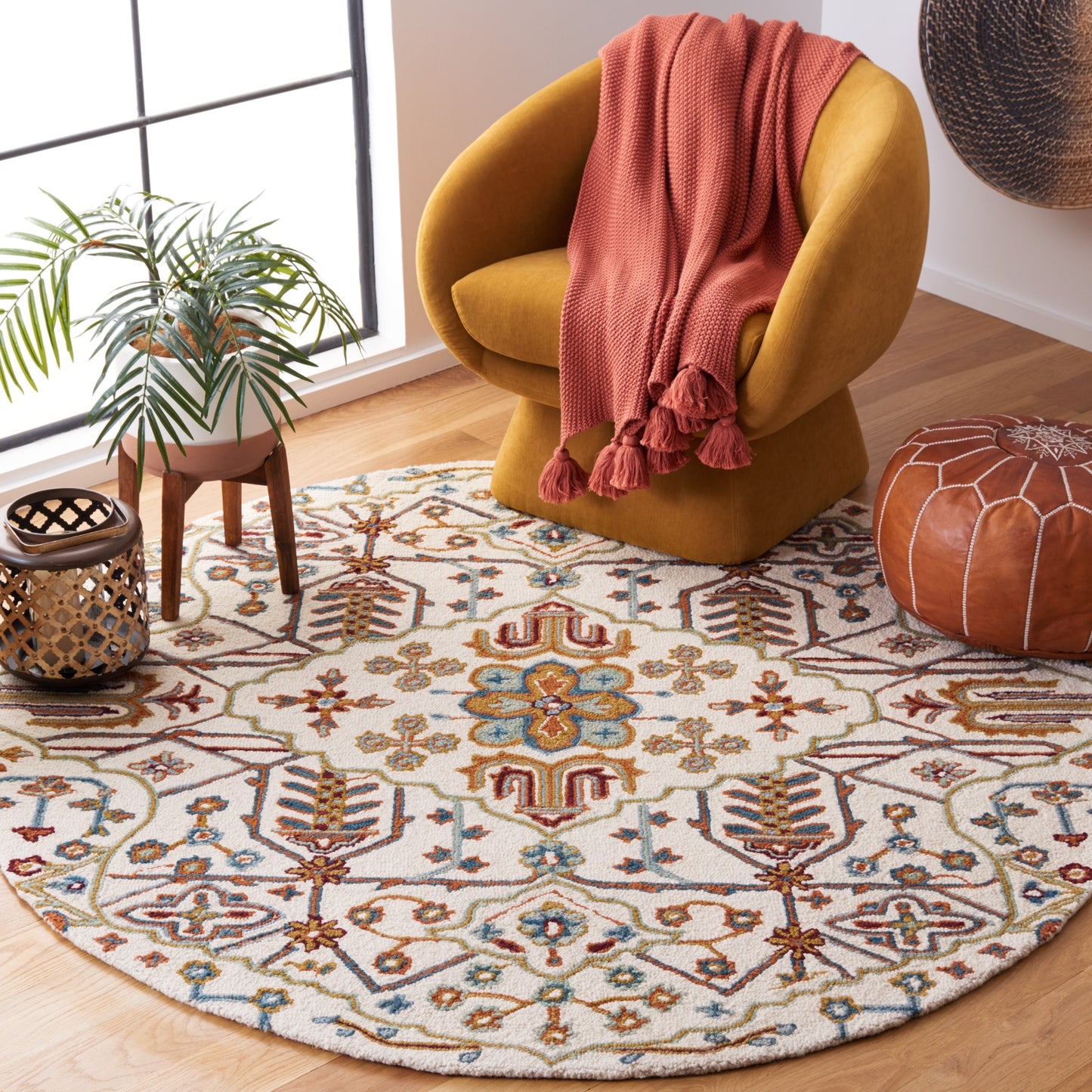 Tapis en laine à motif floral Snjolaug fait main SAFAVIEH Heritage
