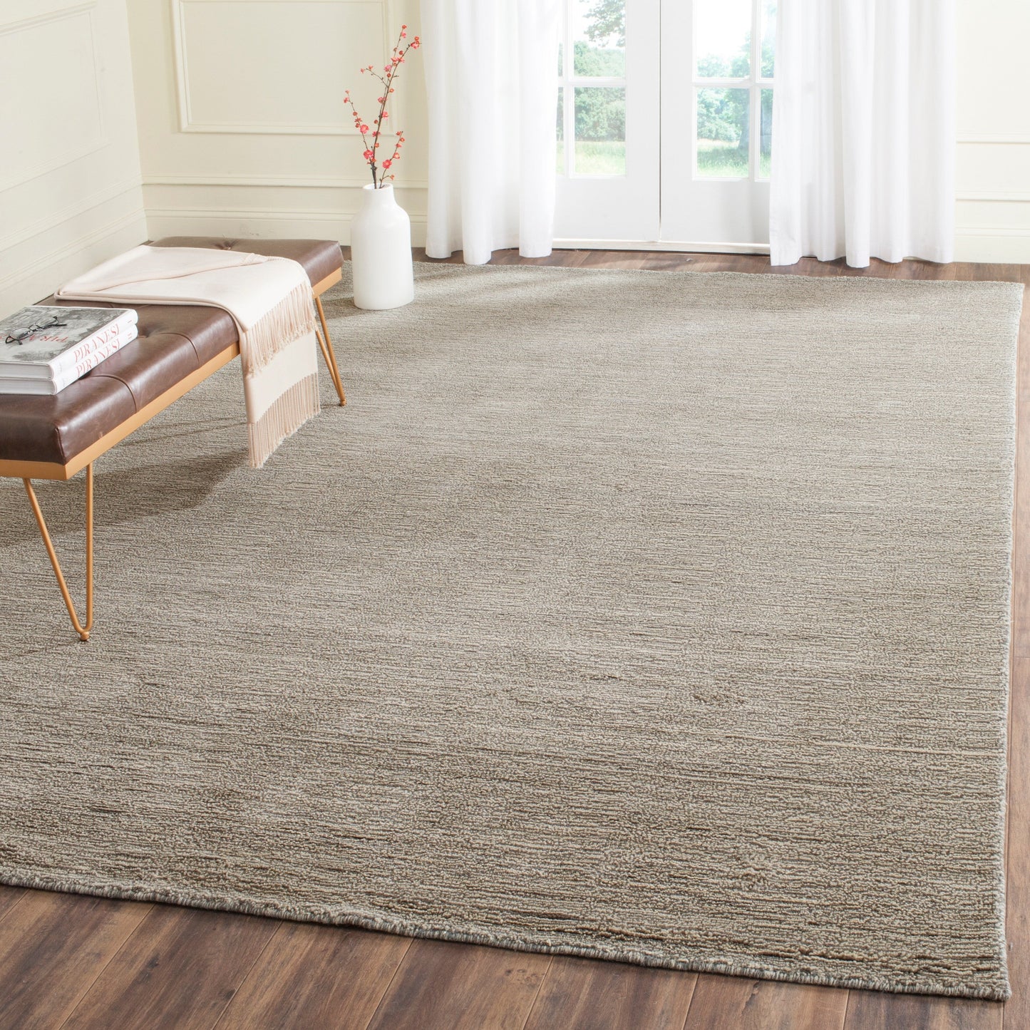 Tapis moderne en laine SAFAVIEH fait main, bordure en palmier de l'Himalaya