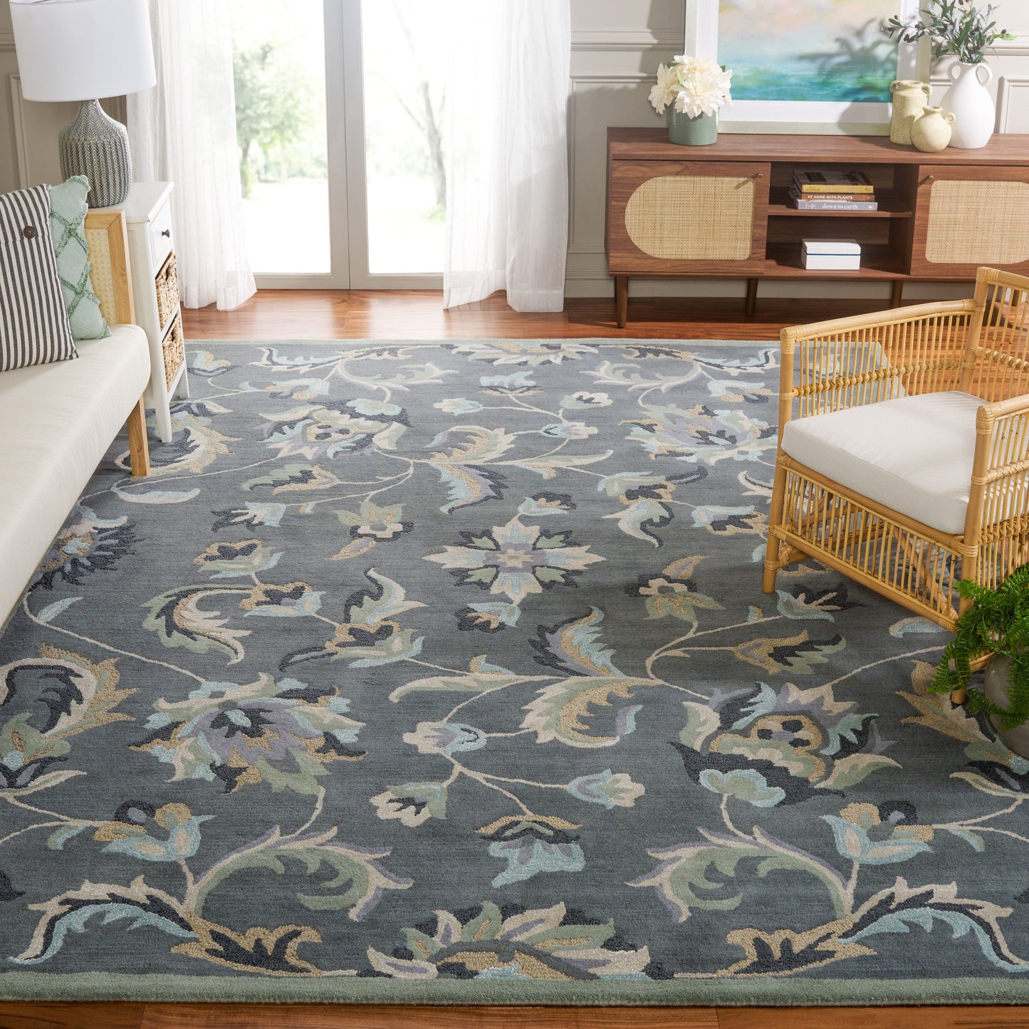 Tapis en laine à motif floral champêtre SAFAVIEH fait main, style jardin aase