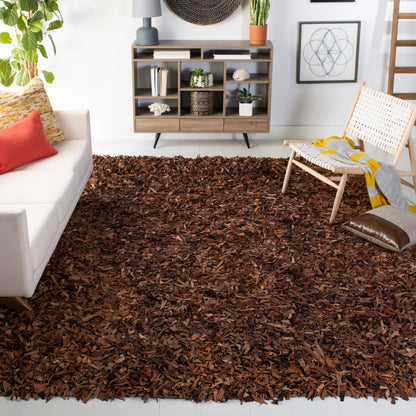 SAFAVIEH Tapis en cuir moderne à poils longs Blayne fait à la main