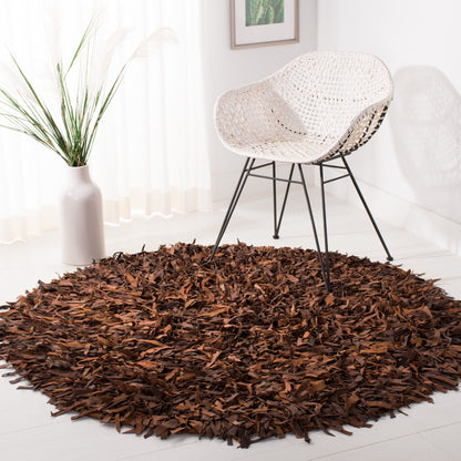 SAFAVIEH Tapis en cuir moderne à poils longs Blayne fait à la main