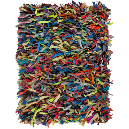 Tapis décoratif moderne SAFAVIEH en cuir shaggy fait main Doinita