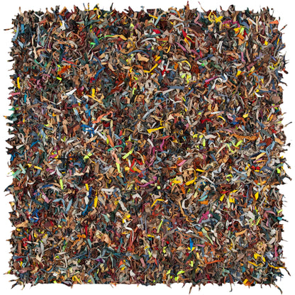 Tapis décoratif moderne SAFAVIEH en cuir shaggy fait main Doinita