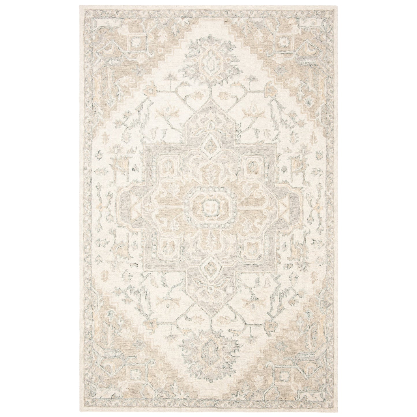 Tapis en laine SAFAVIEH à micro-boucles, motif médaillon Gulseven, fait main