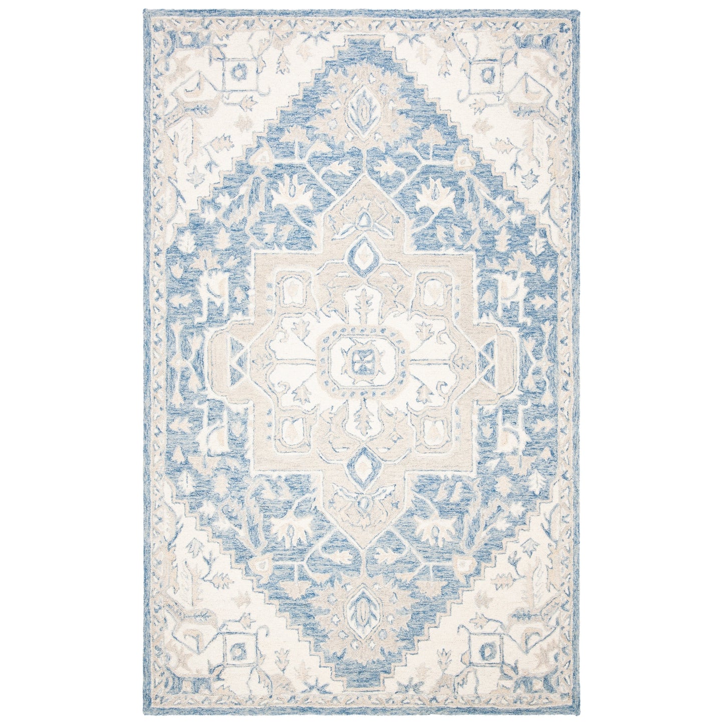 Tapis en laine SAFAVIEH à micro-boucles, motif médaillon Gulseven, fait main