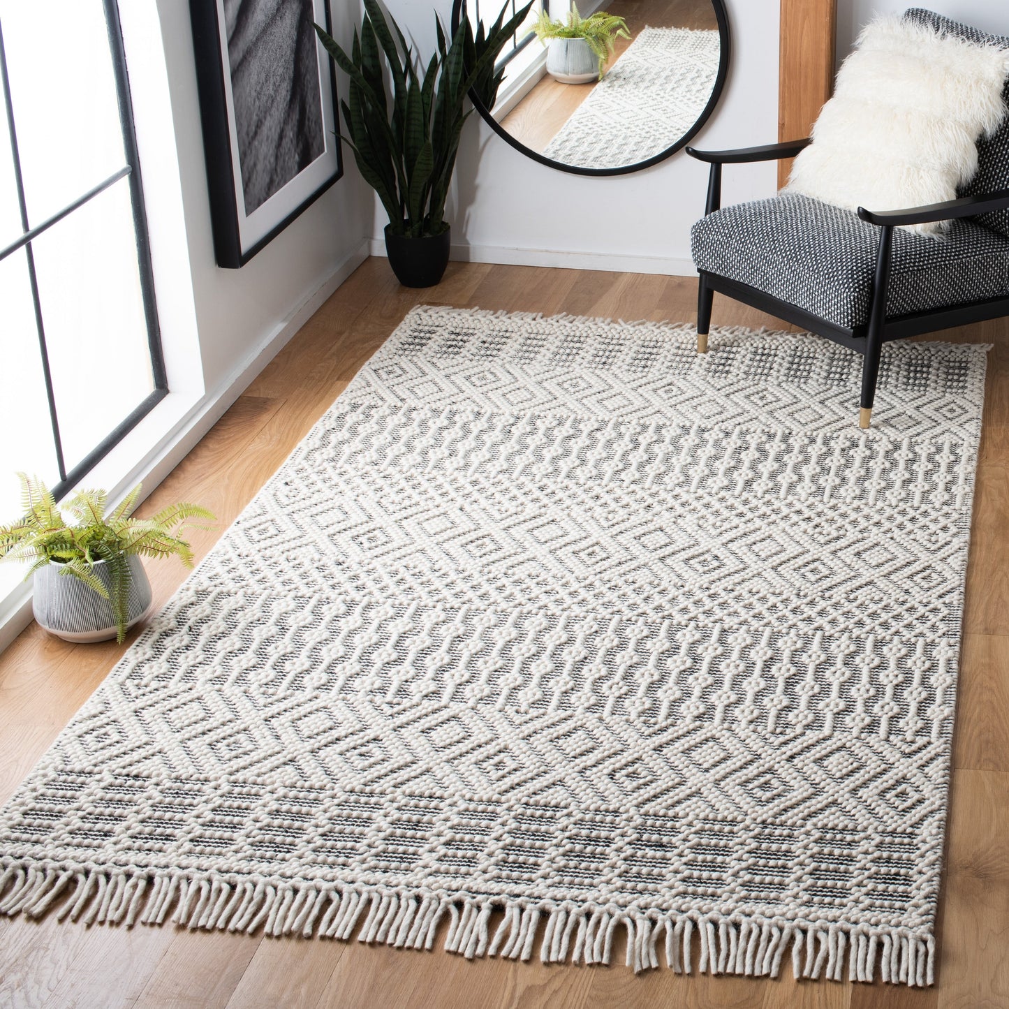 Tapis à franges en laine Natura Estel fait main SAFAVIEH