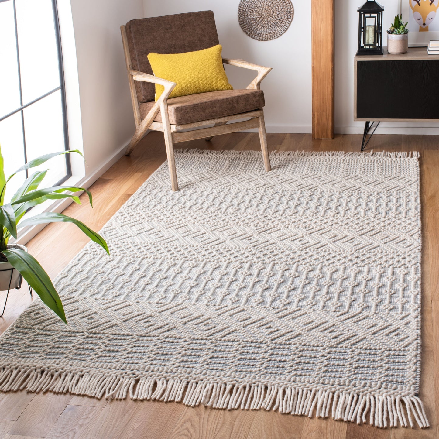 Tapis à franges en laine Natura Estel fait main SAFAVIEH