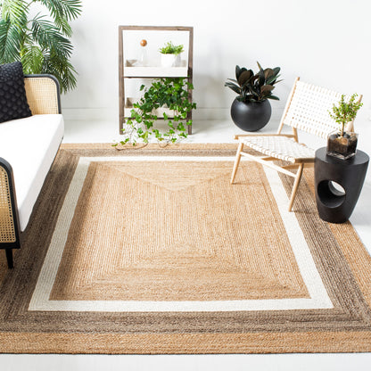 SAFAVIEH Tapis en jute avec bordure Antonije en fibre naturelle fait à la main