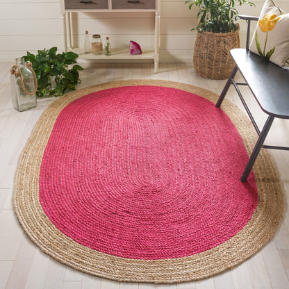 Tapis rond en jute à bordure Jolette en fibres naturelles fait main SAFAVIEH