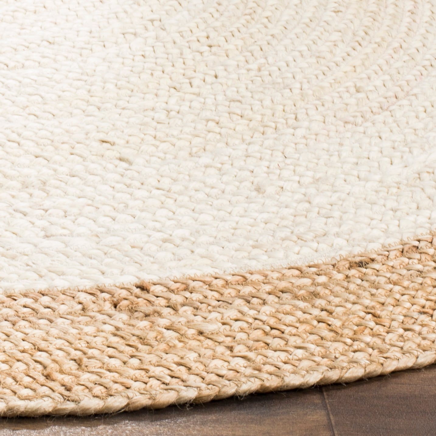 Tapis rond en jute à bordure Jolette en fibres naturelles fait main SAFAVIEH