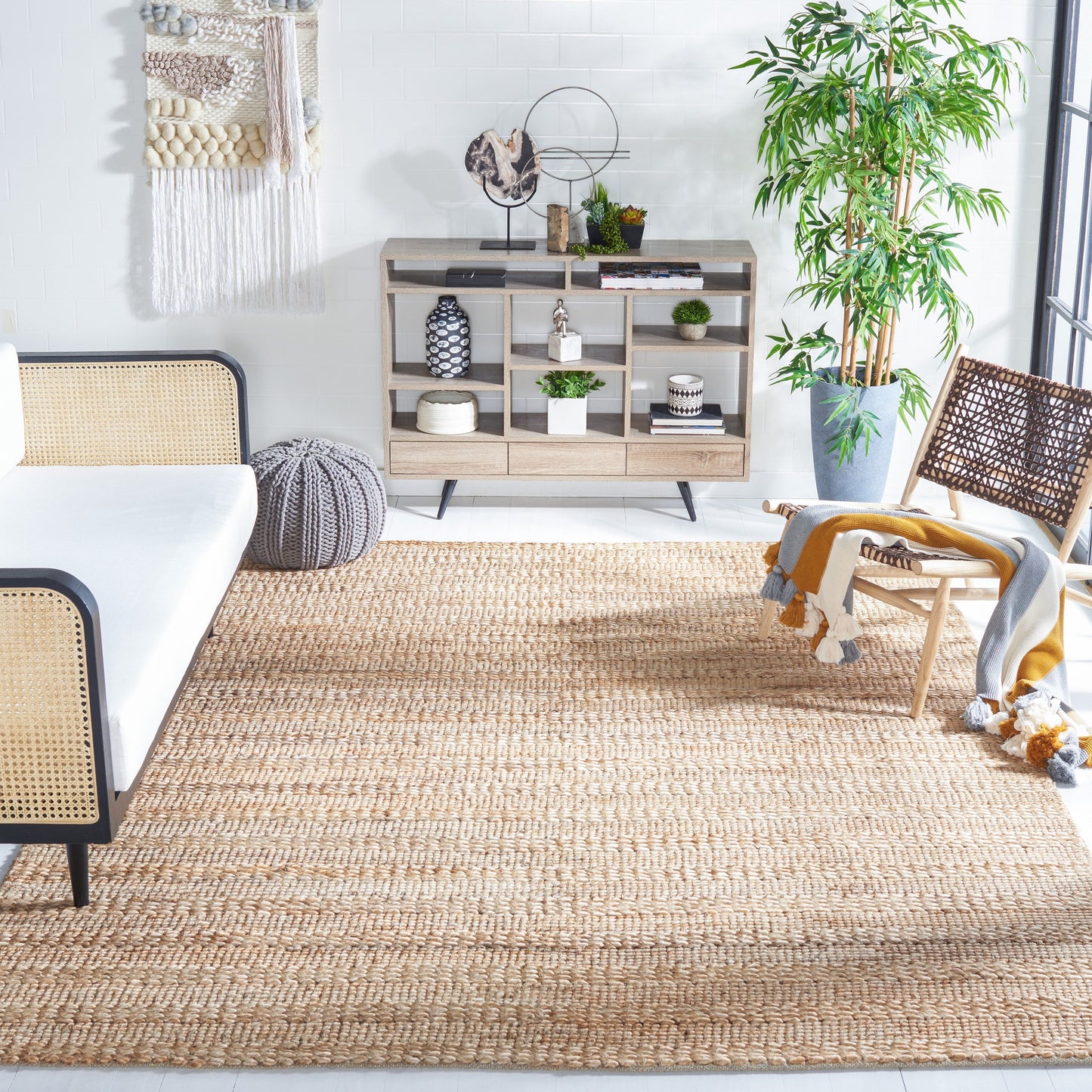 SAFAVIEH Tapis en jute Zaniyah en fibre naturelle fait à la main