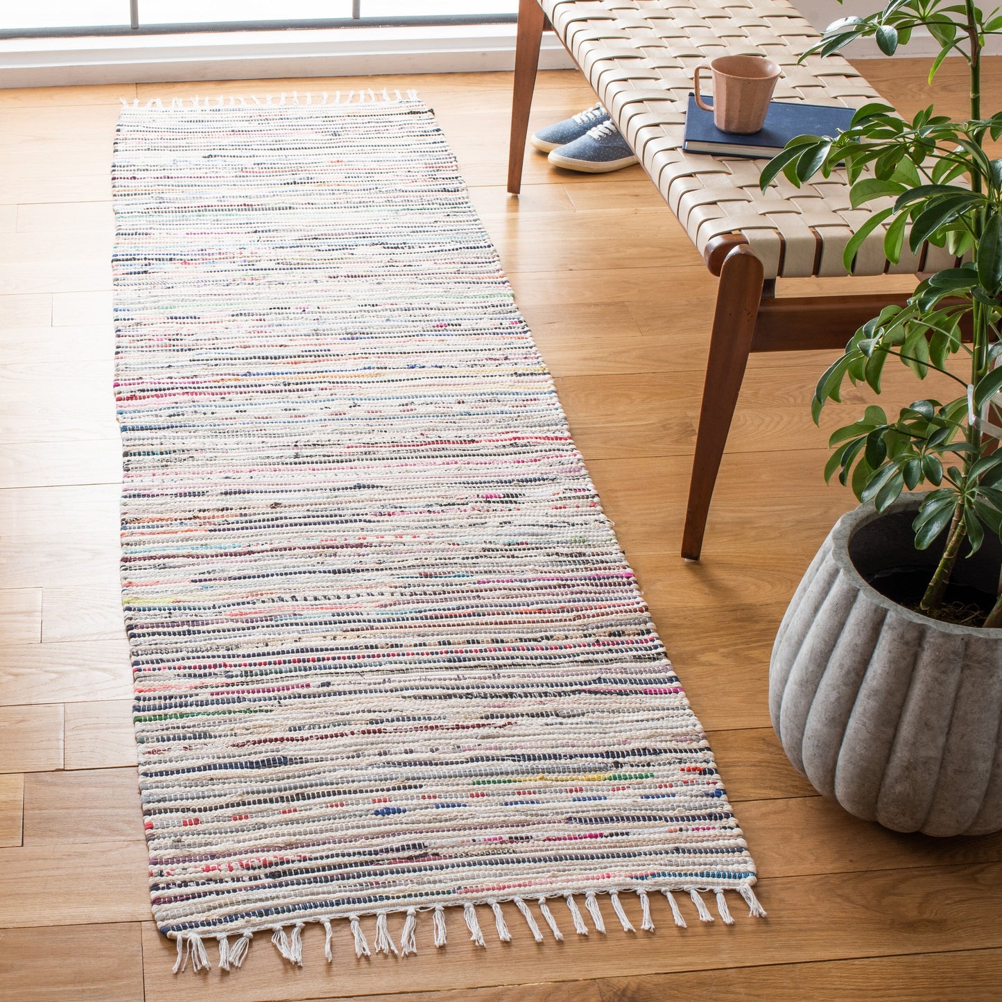 Tapis en coton à rayures scintillantes fait main SAFAVIEH
