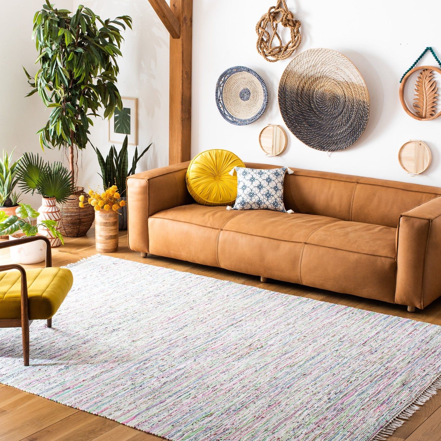 Tapis en coton à rayures scintillantes fait main SAFAVIEH