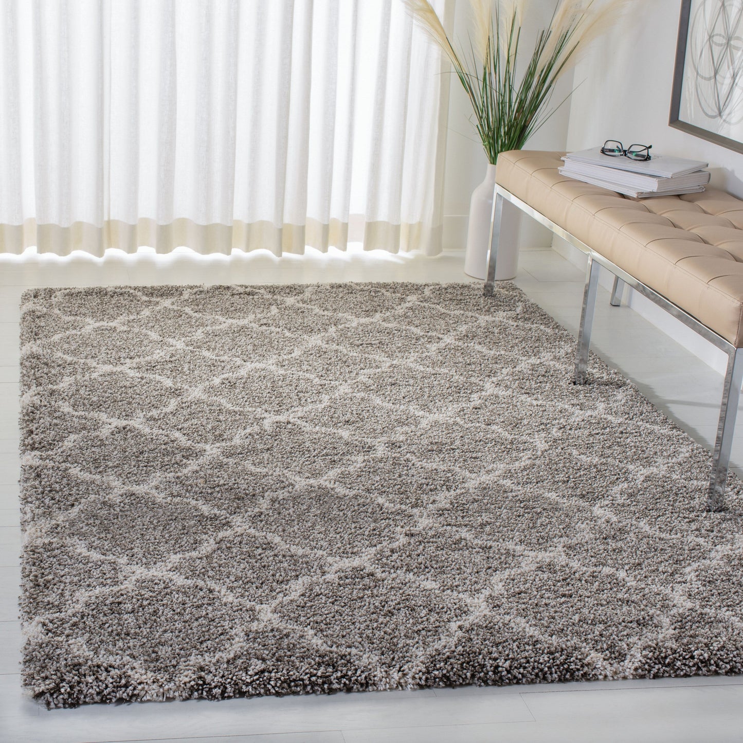 Tapis SAFAVIEH Hudson Shag Jeryl Glam Trellis de 5 cm d'épaisseur