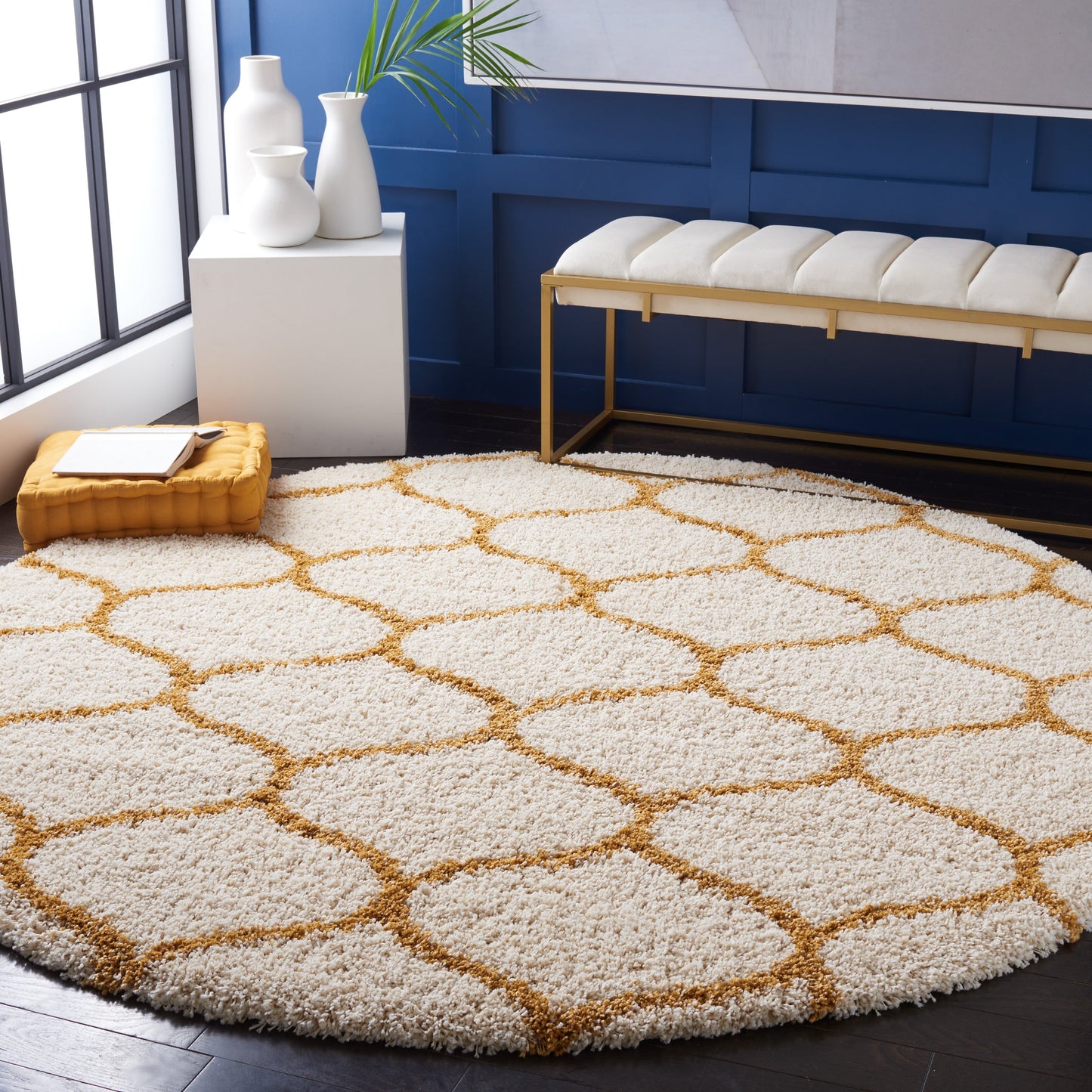 Tapis SAFAVIEH Hudson Shag Pushpa Trellis de 5 cm d'épaisseur