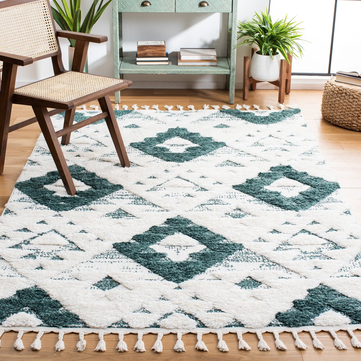 Tapis SAFAVIEH marocain à franges et poils longs Delores, épaisseur 5 cm