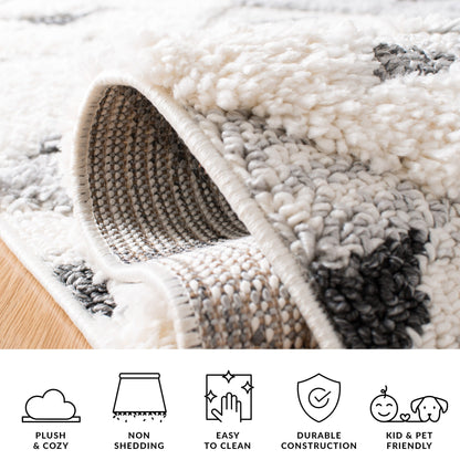 Tapis SAFAVIEH marocain à franges et poils longs Delores, épaisseur 5 cm